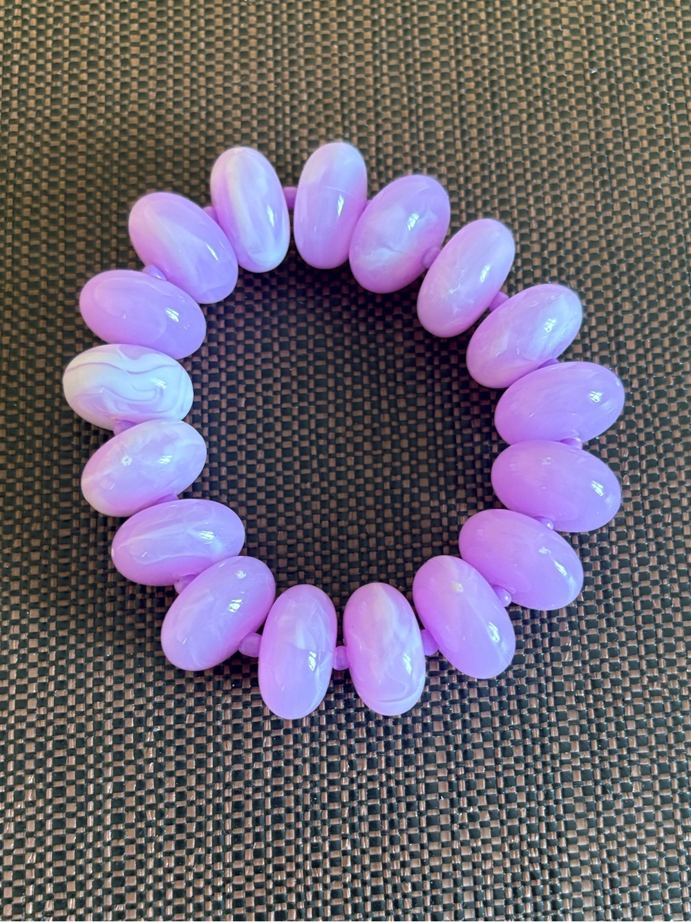 New!  Lilac Lavender Dopamine Beaded Statement Stretchy Bracelet